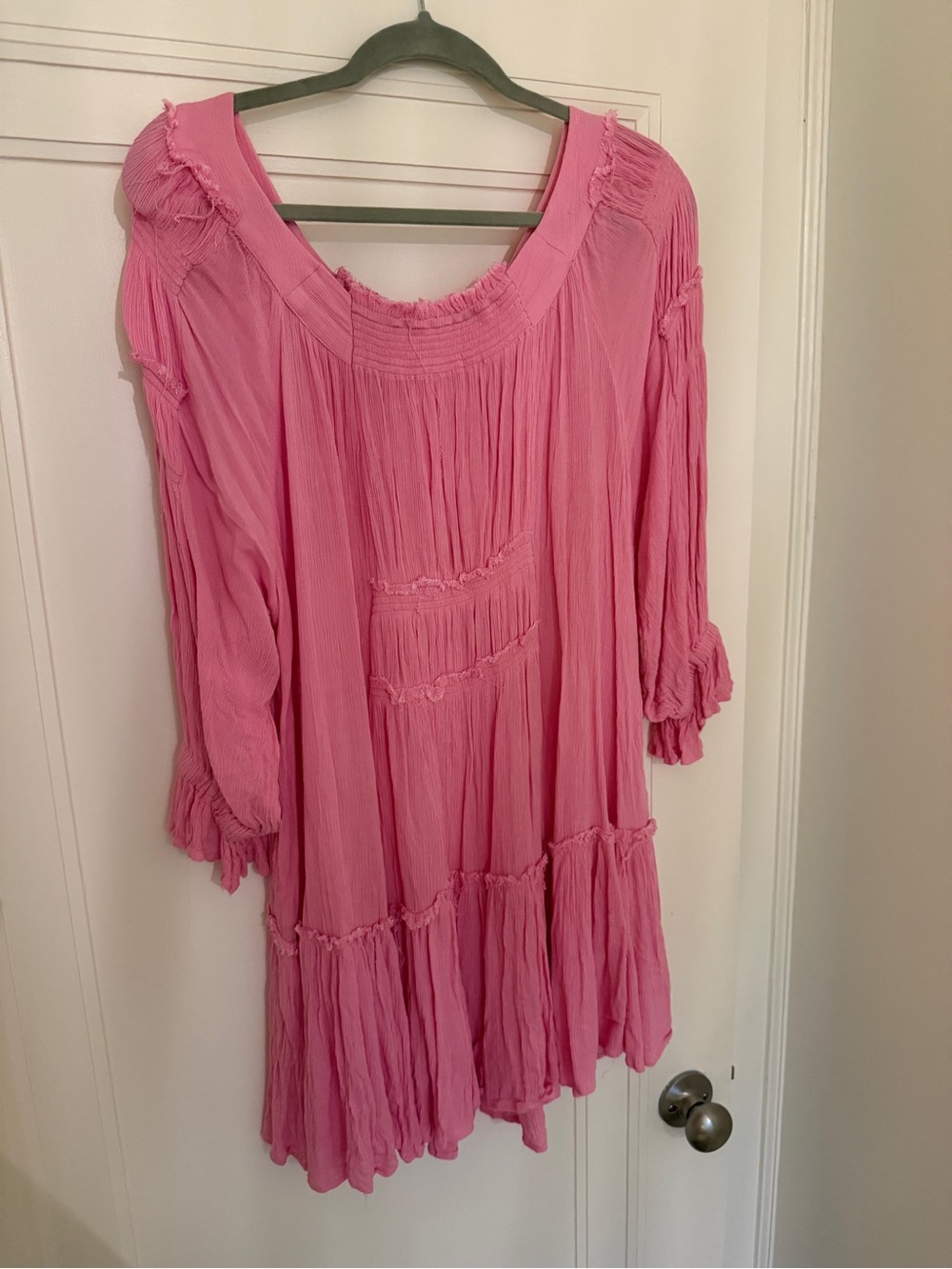 Pink Women's Peasant Tunic Dress
